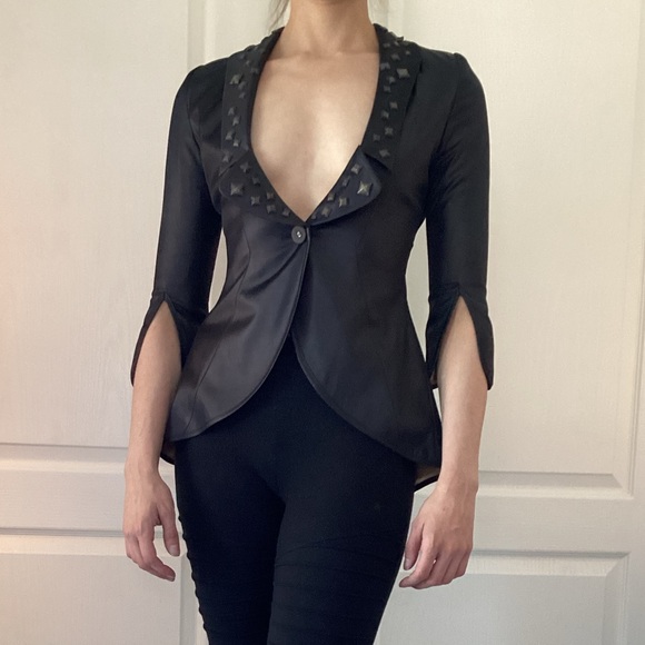 The Arrogant Cat Jackets & Blazers - Arrogant Cat Satin Dress Jacket with Studs Size S